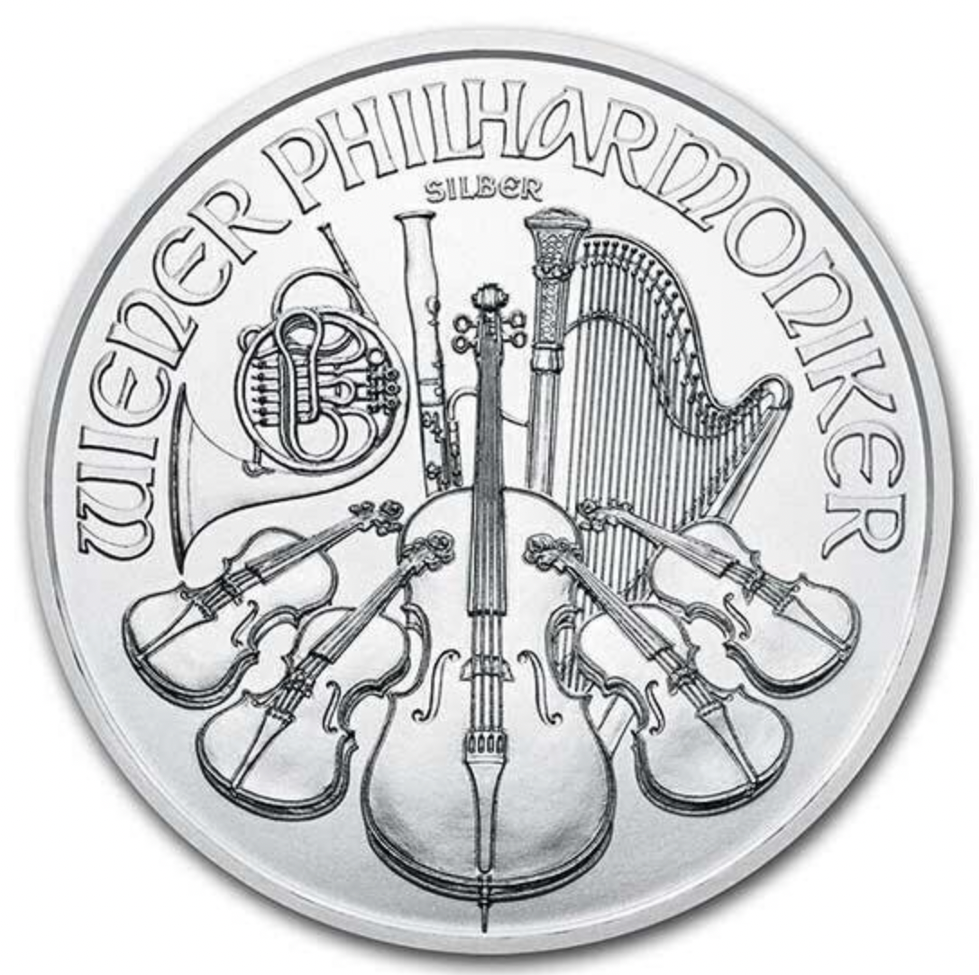 2021 Austrian Philharmonic 1oz .999 Silver Bullion Coin.