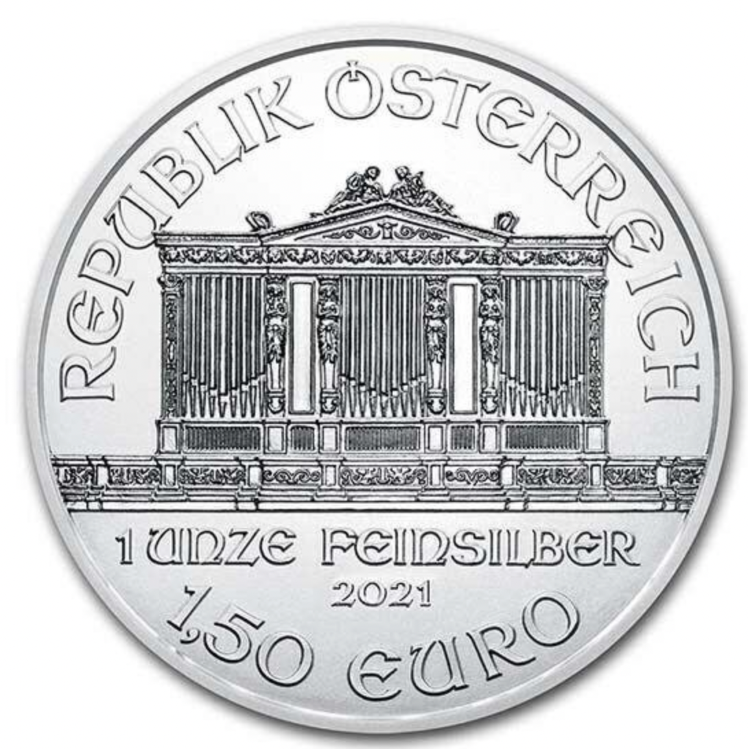 2021 Austrian Philharmonic 1oz .999 Silver Bullion Coin.