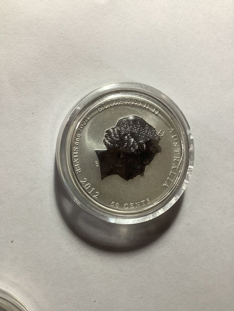 2012 50c Year of the Dragon 1/2oz Red Coloured Silver Coin in Capsule