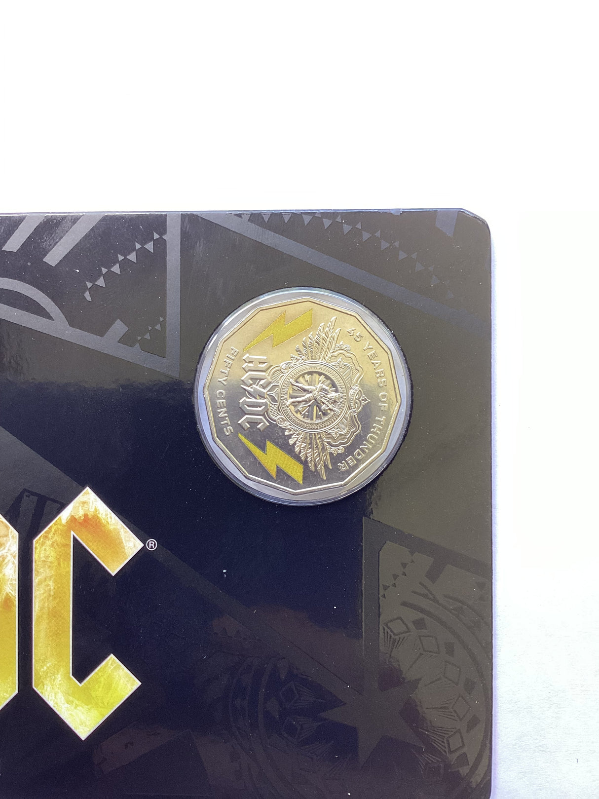 2018 50c Coloured Uncirculated Coin ACDC 45 Years of Thunder