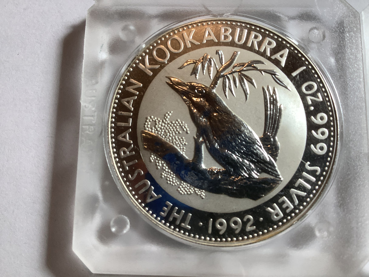 1992 Kookaburra 1 Ounce Silver Uncirculated Coin.