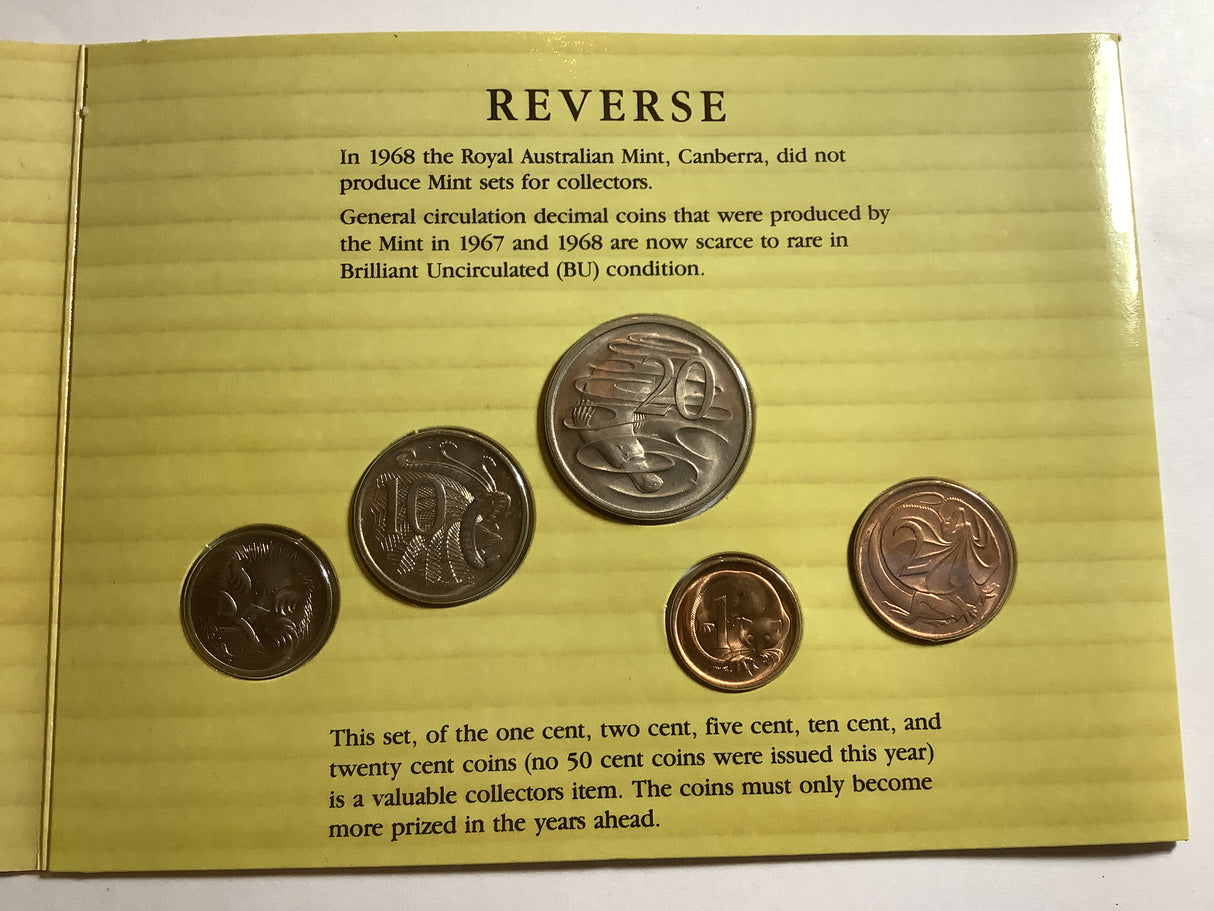 1968 Australian Uncirculated Set. Sherwood Issue.