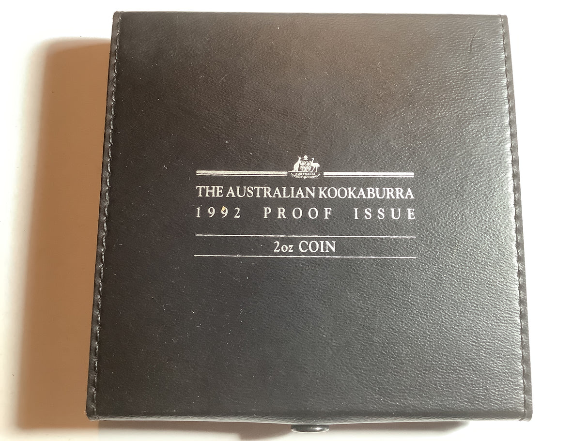 1992 Kookaburra 2 Ounce Silver Proof Coin.