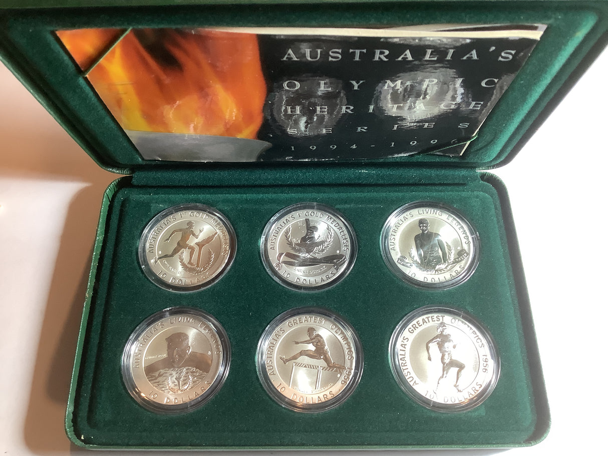 1994-1996 Australia’s Olympic Heritage Series 6 Silver Coin Collection.