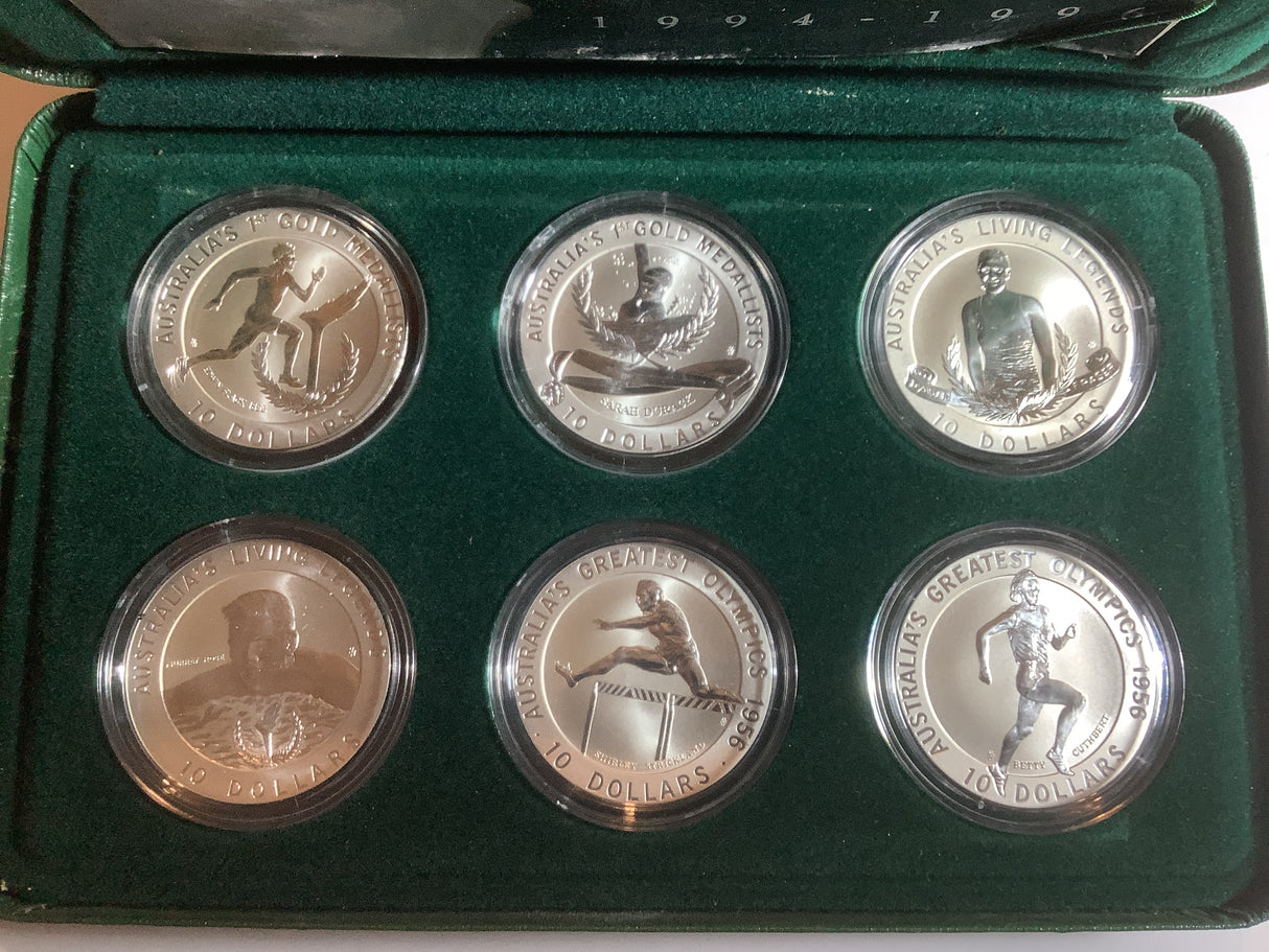 1994-1996 Australia’s Olympic Heritage Series 6 Silver Coin Collection.