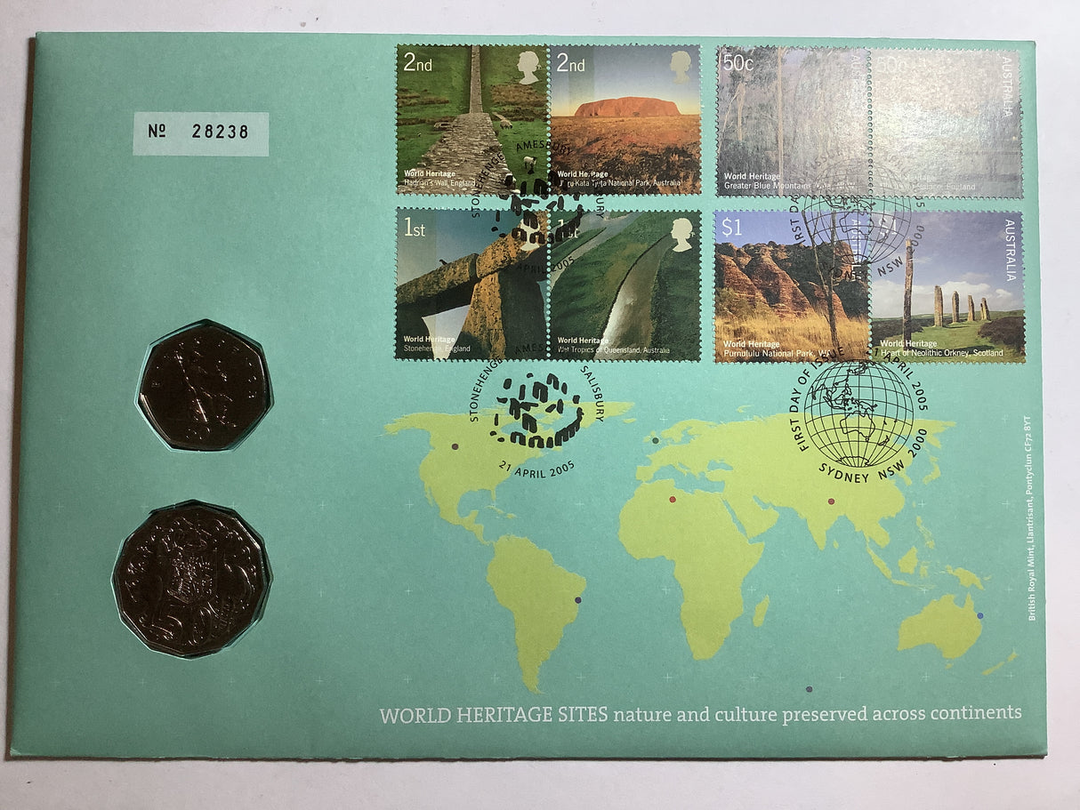 2005 PNC Joint Issue. 50c & 50p World Heritage Sites