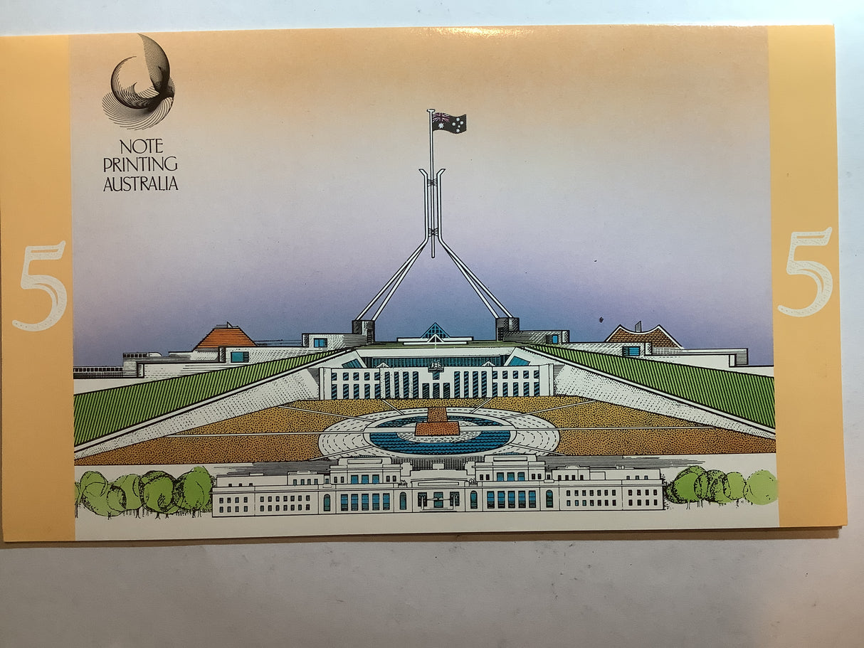 1992 Note Printing Australia. First and Last $5 Note Collection.