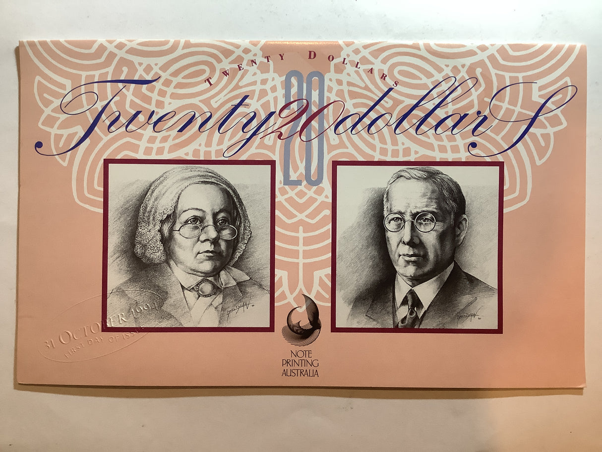 1994 Note Printing Australia. First and Last $20 Note Collection.