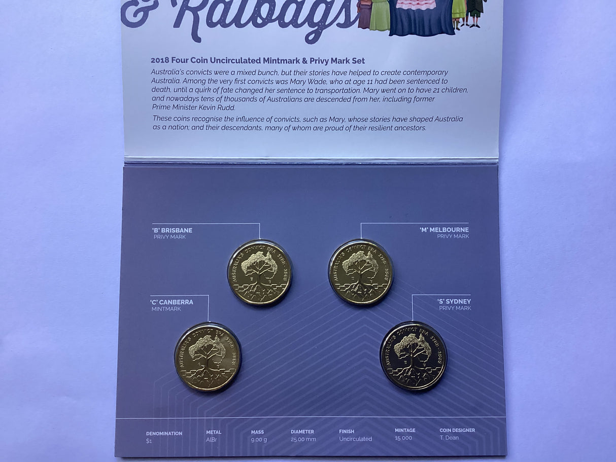 2018 Rascals and Ratbags Four Coin Mintmark and Privy Mark set