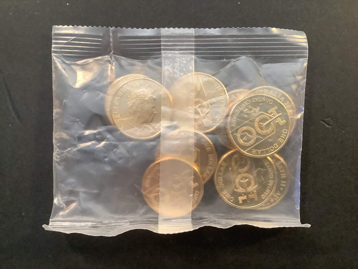 2020 Qantas $1 RAM Bag. 10 Coins.