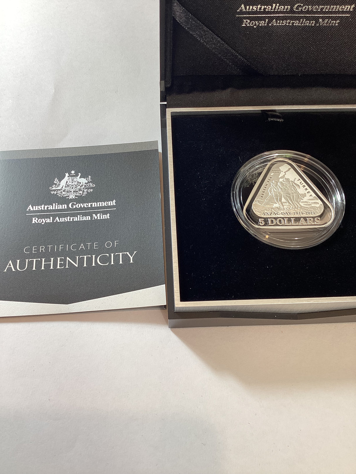 2015 $5 Anzac Centenary Silver Proof Triangular Coin