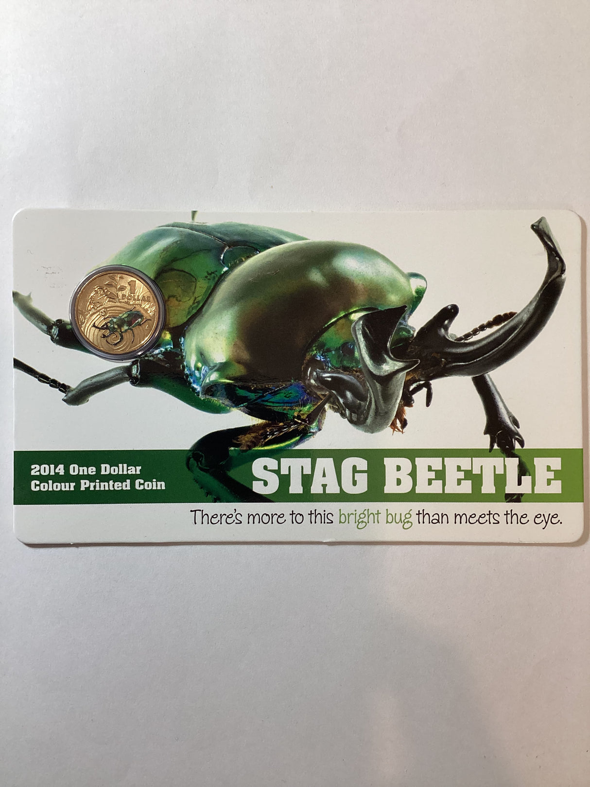 2014 $1 Stag Beetle Colour Printed Coin