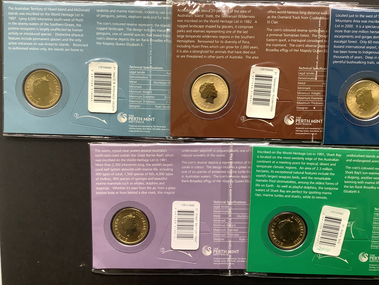 2010 Celebrate Australia World Heritage Sites. Five Coin Pack.