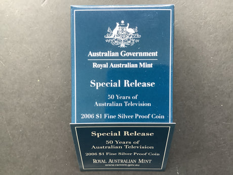 2006 50 years of Australian Television $1 ANDA release Silver Proof Coin.