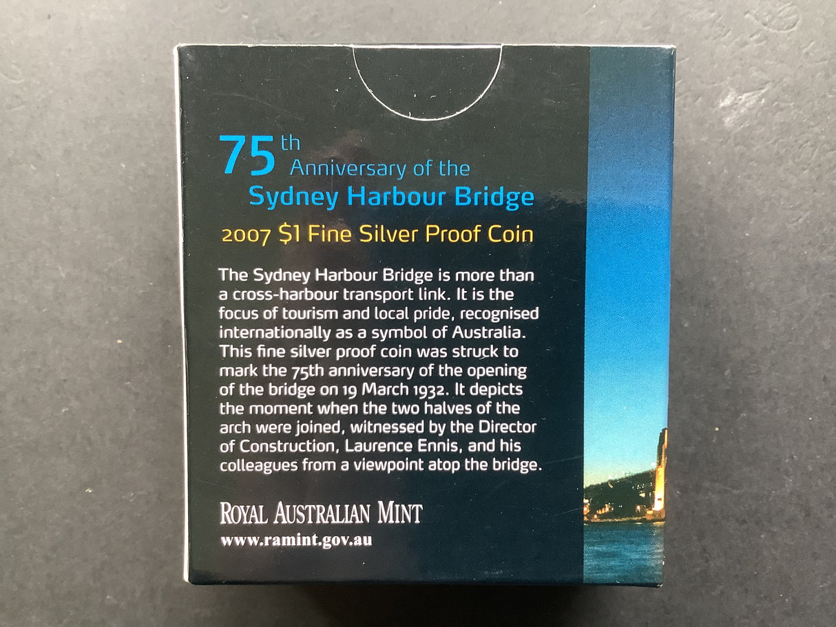 2007 75th Anniversary of the Sydney Harbour Bridge $1 Proof Coin.