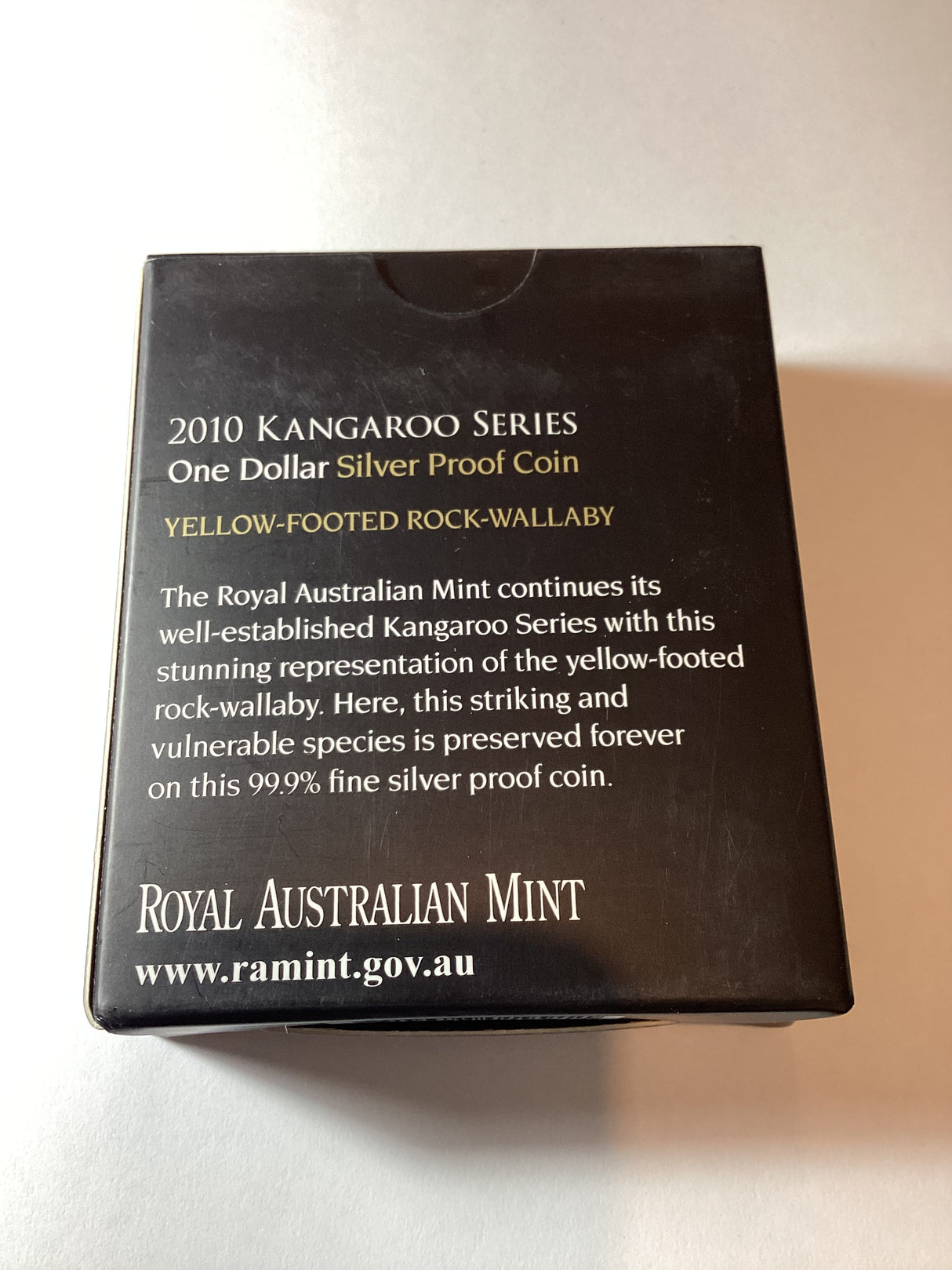 2010 Kangaroo Series $1 Silver Proof Coin. Yellow Footed Rock Wallaby