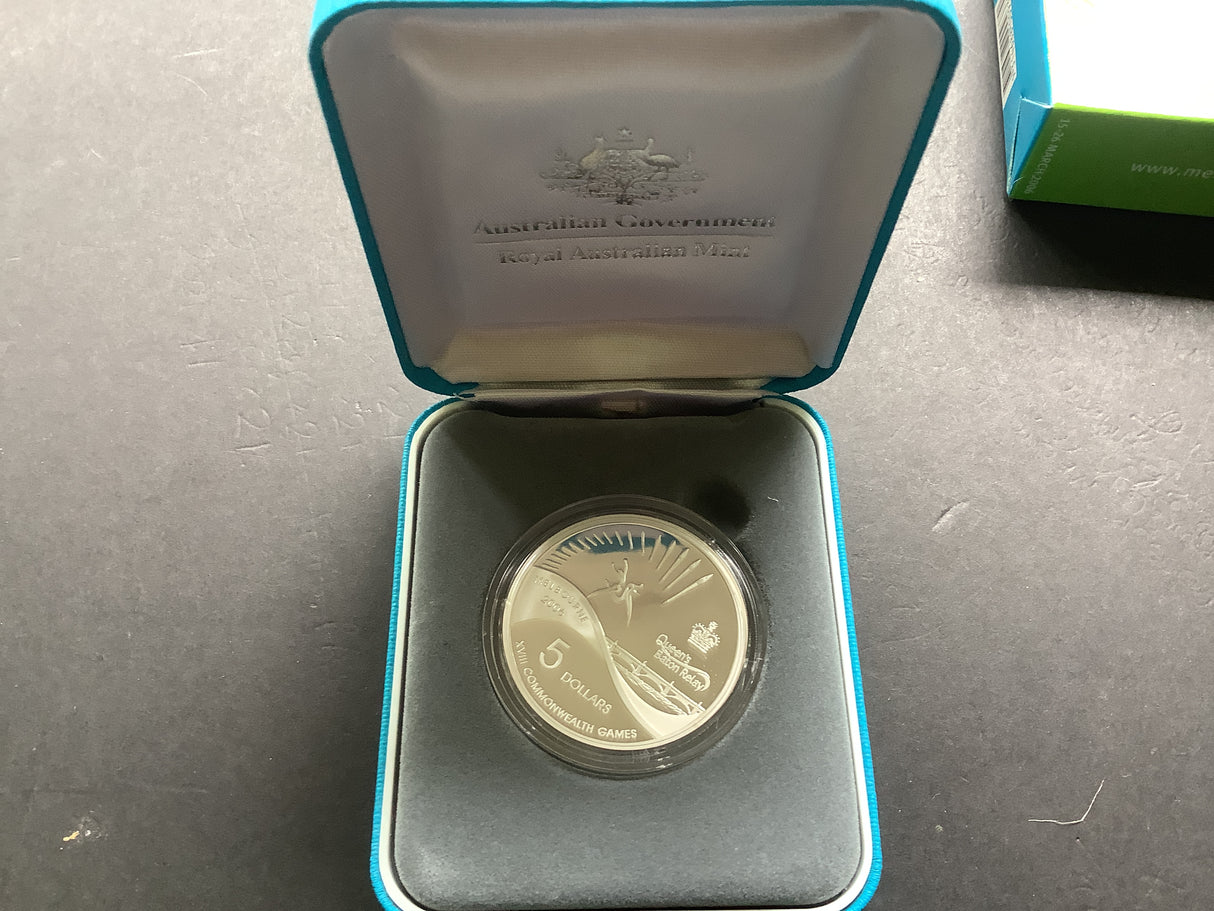 2006 $5 Melbourne Commonwealth Games Queen's Baton Relay Proof Coin.