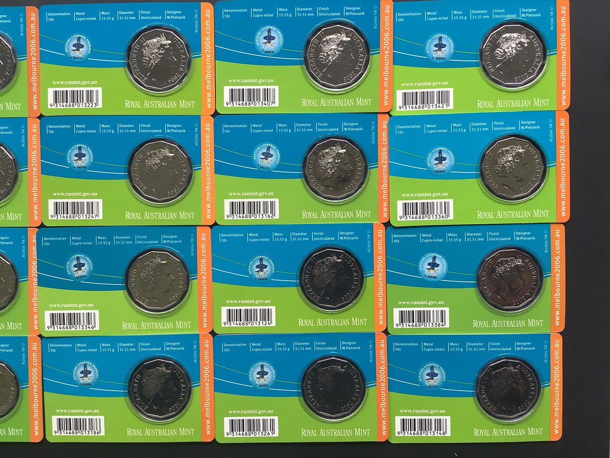 2006 Melbourne Commonwealth Games 50c Complete Set of 16 Coins.