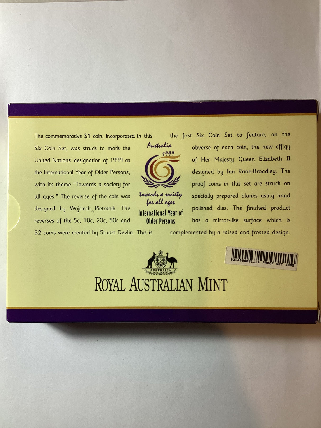 1999 Six Coin Proof Set. International Year of Older Persons.