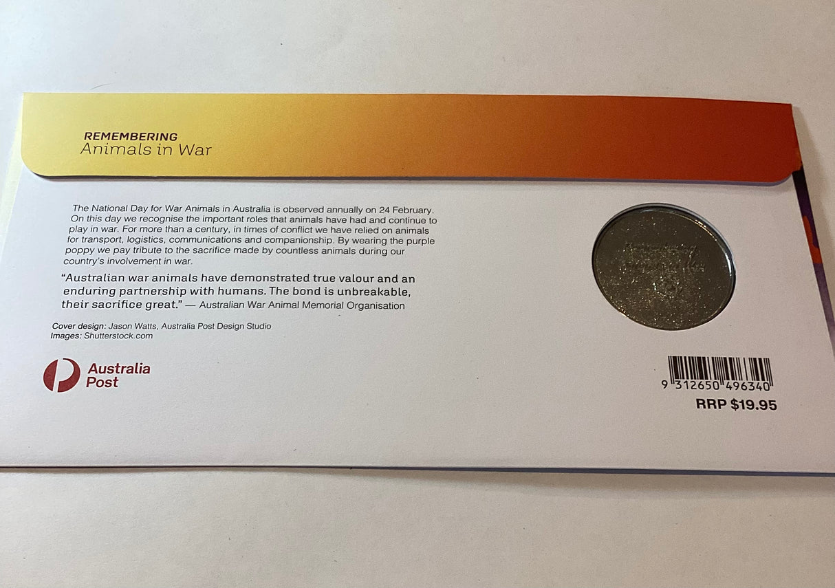 2020 Remembering Animals in War PNC. Purple Poppy. Low Number 007