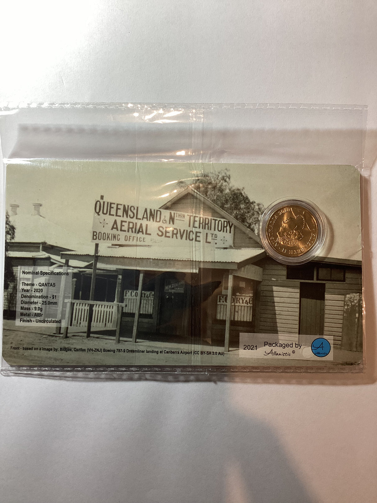 2021 Serving Australia 100 Years Qantas $1 Private Issue Carded Coin