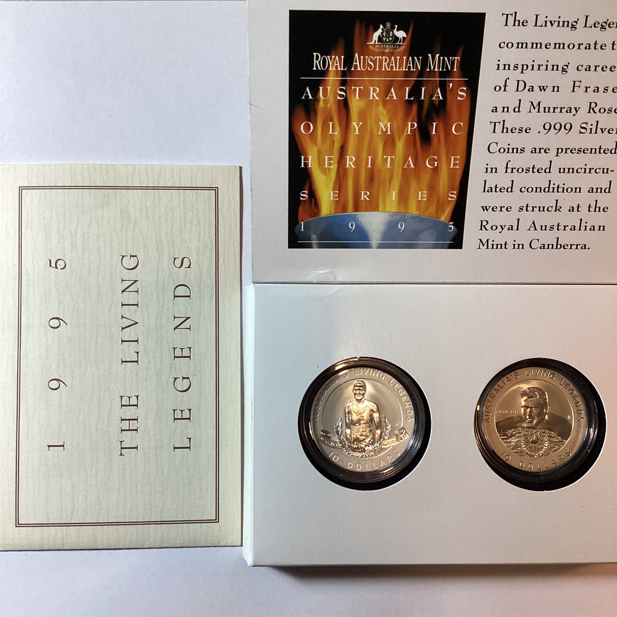 1995 $10 Two Coin Set. The Living Legends Australia. Olympic Heritage Series