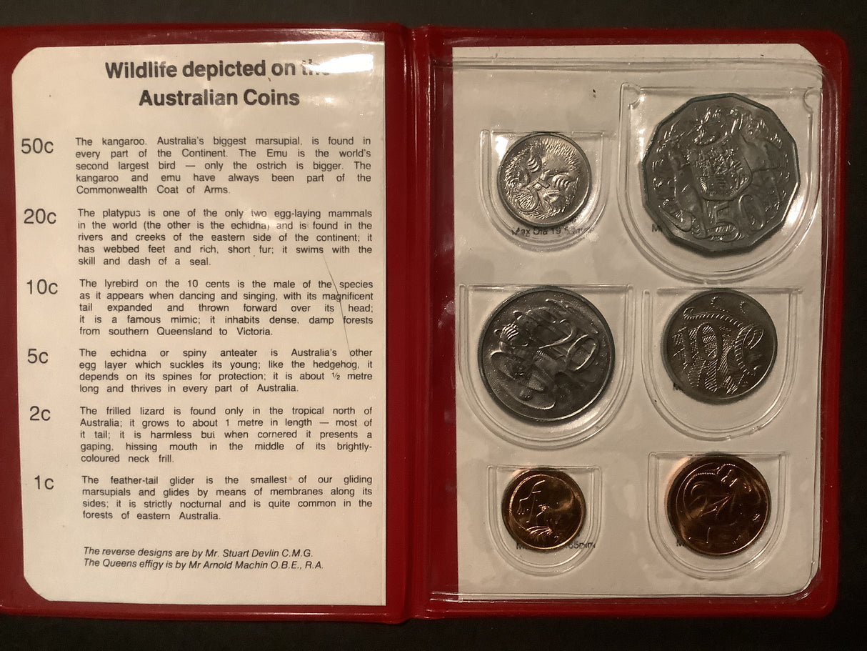 1983 Royal Australian Mint 6 Coin Uncirculated Set in Red Folder.