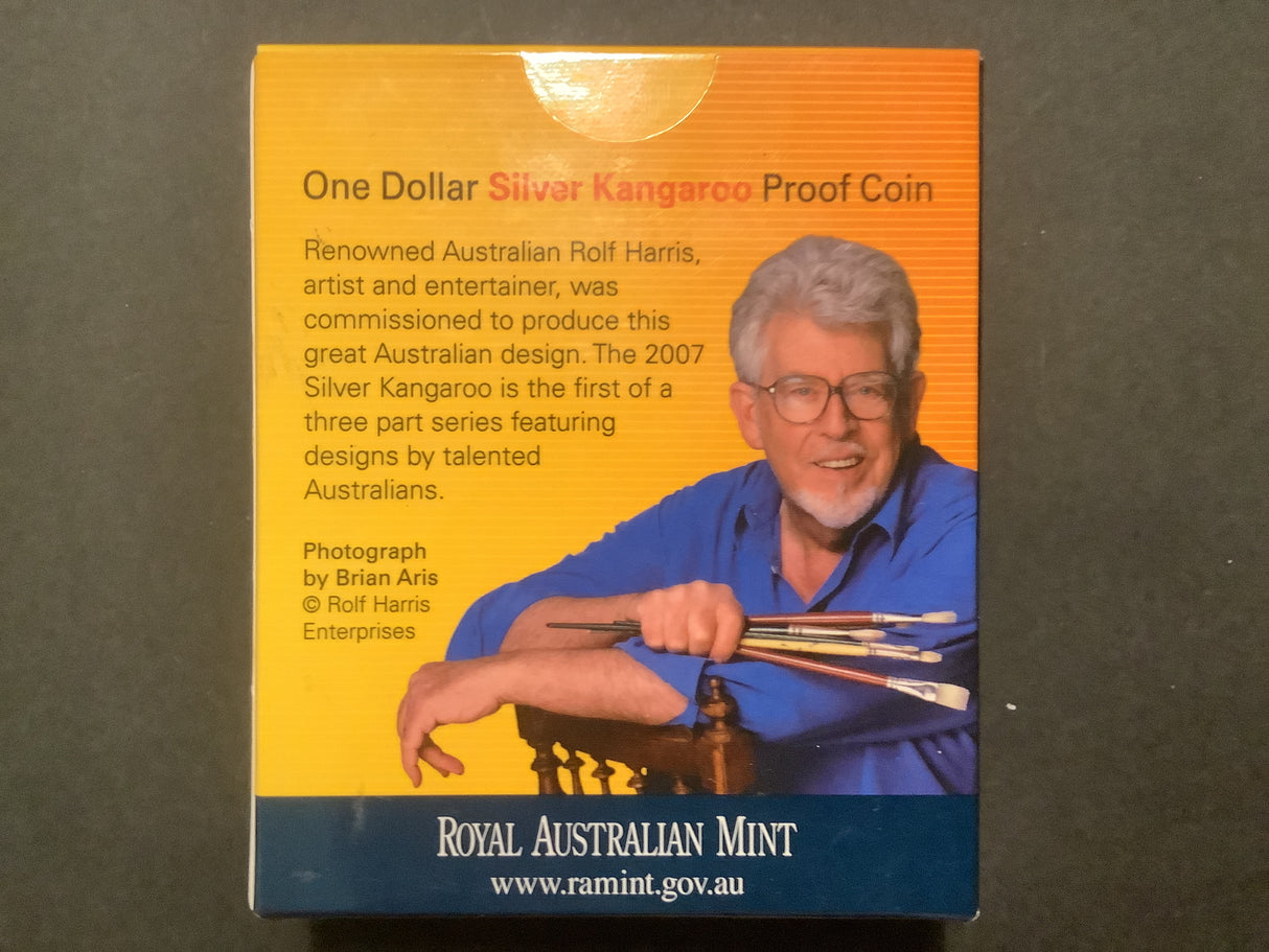 2007 Australian Artist Series Rolf Harris: $1 Silver Proof Kaangaroo