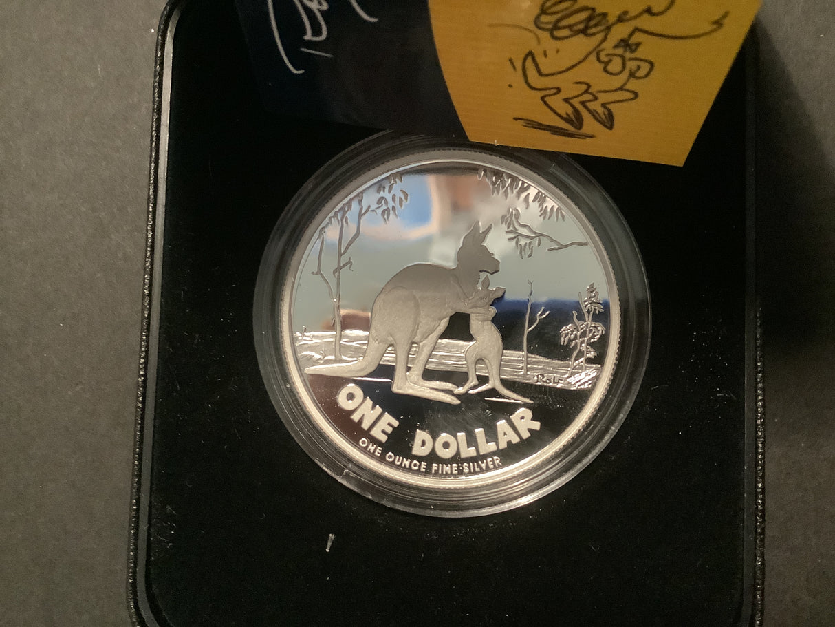 2007 Australian Artist Series Rolf Harris: $1 Silver Proof Kaangaroo