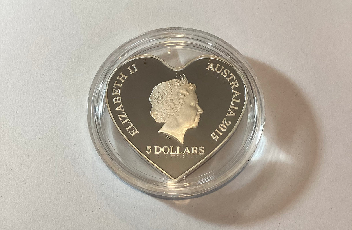 2015 $5 Eternal Love Silver Proof Heart Shaped Coin