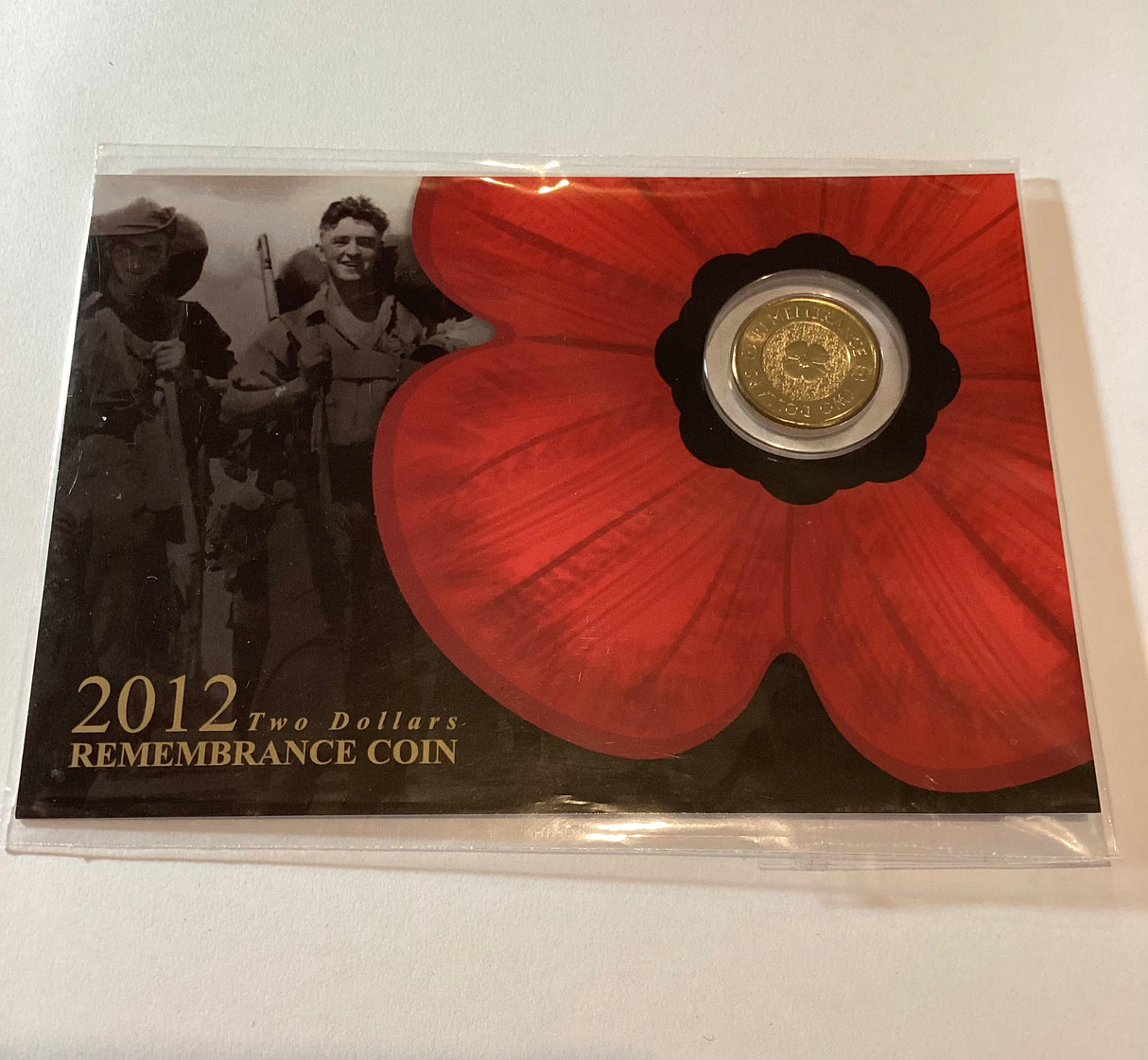 2012 $2 Remembrance Gold Poppy Downies Card