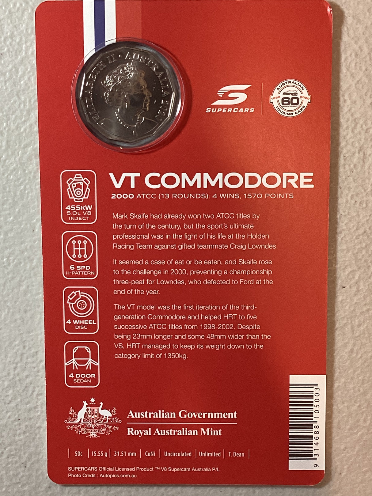 2020 RAM 60 Years of Supercars Uncirculated 50c Nine Coin Collection and Tin