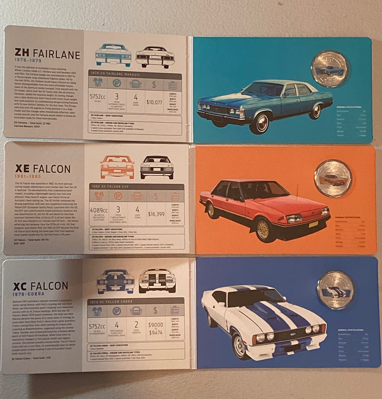 2017 50c COMPLETE SET FORD CLASSIC CAR COLLECTION 12 Coin Set in Tin.