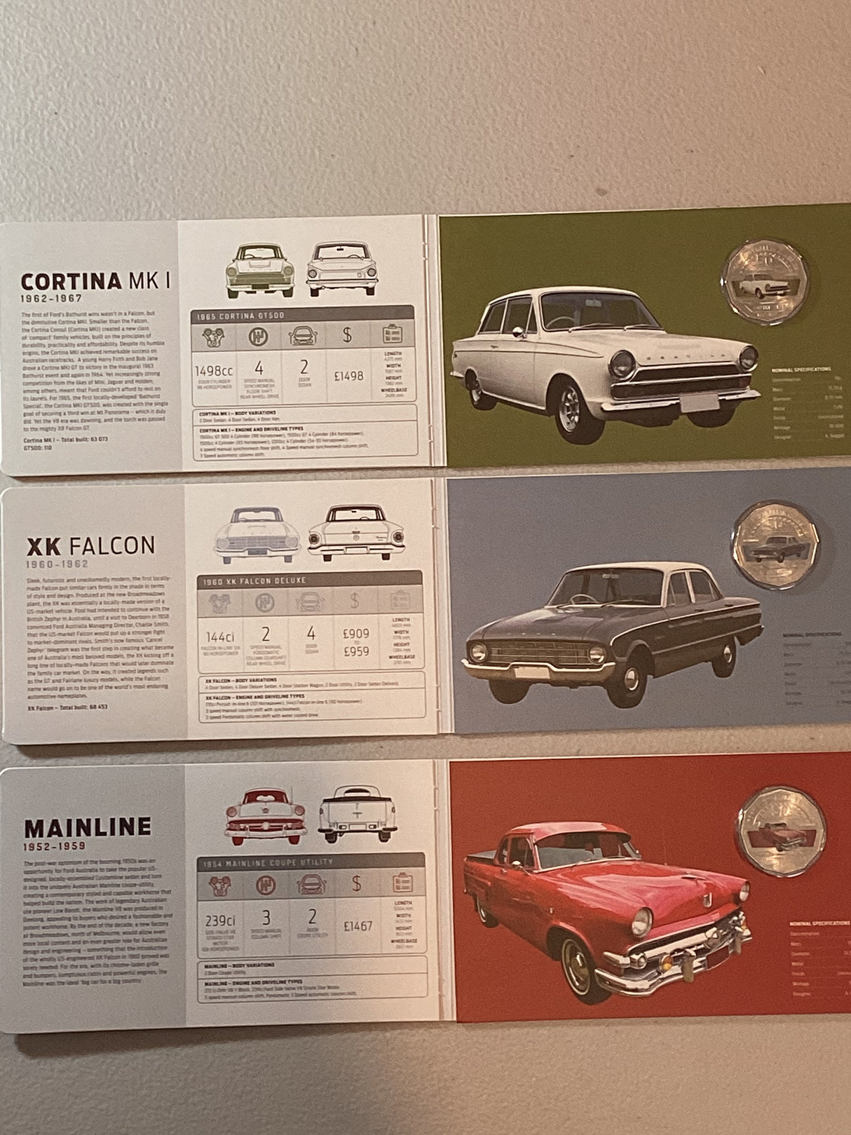 2017 50c COMPLETE SET FORD CLASSIC CAR COLLECTION 12 Coin Set in Tin.