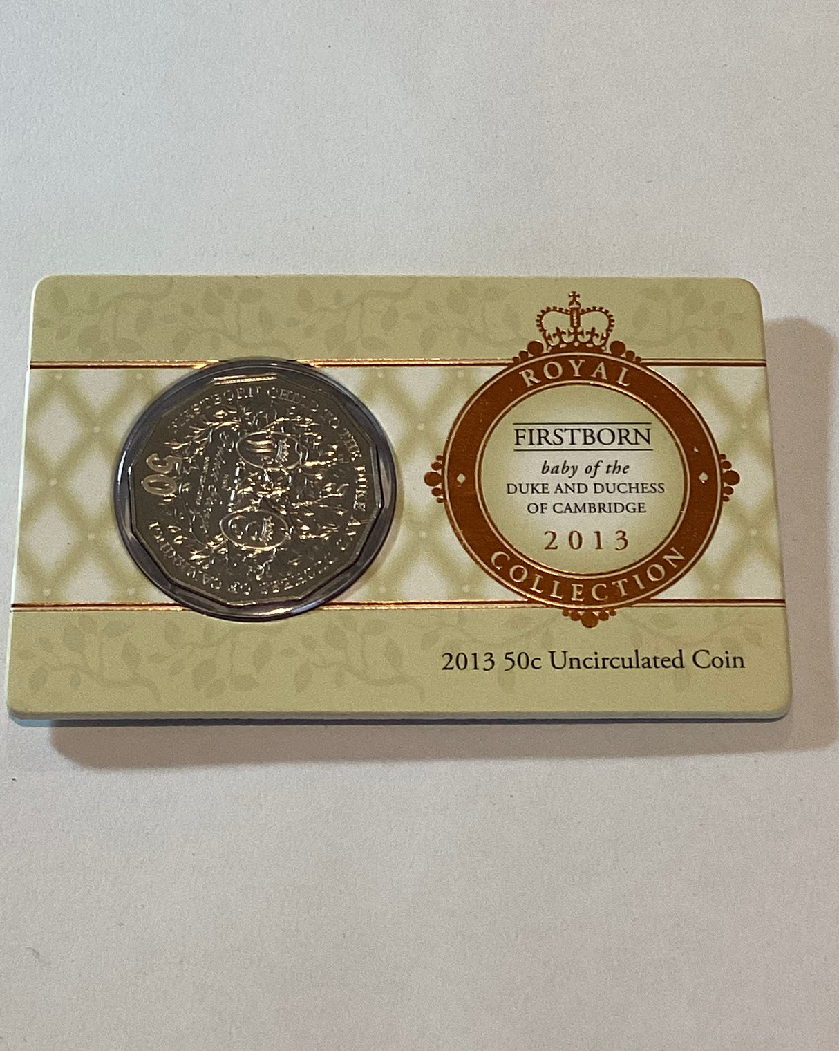 2013 50c Carded Coin Firstborn Baby of the Duke and Duchess of Cambridge