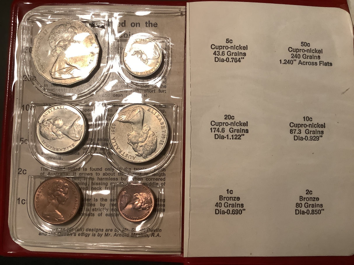 1969 Uncirculated Mint set in Red Folder.