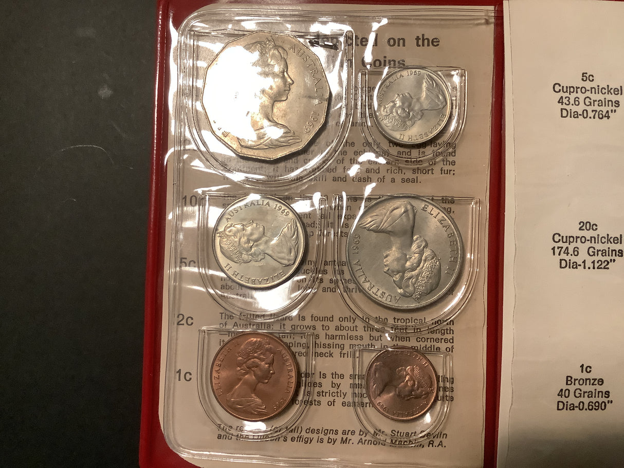 1969 Uncirculated Mint set in Red Folder.