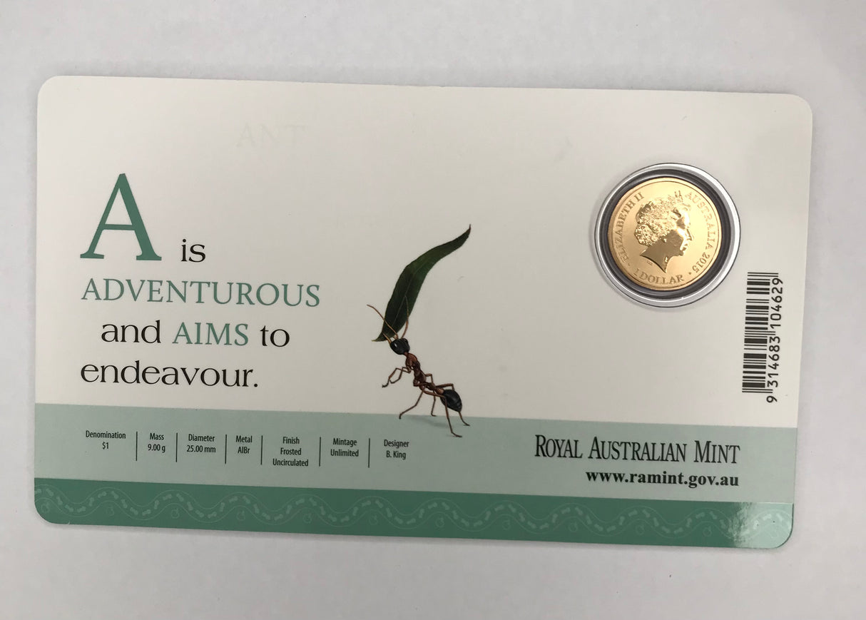 2015 $1 Uncirculated Carded Coin. ‘A’ is Adventurous and Aims to endeavour