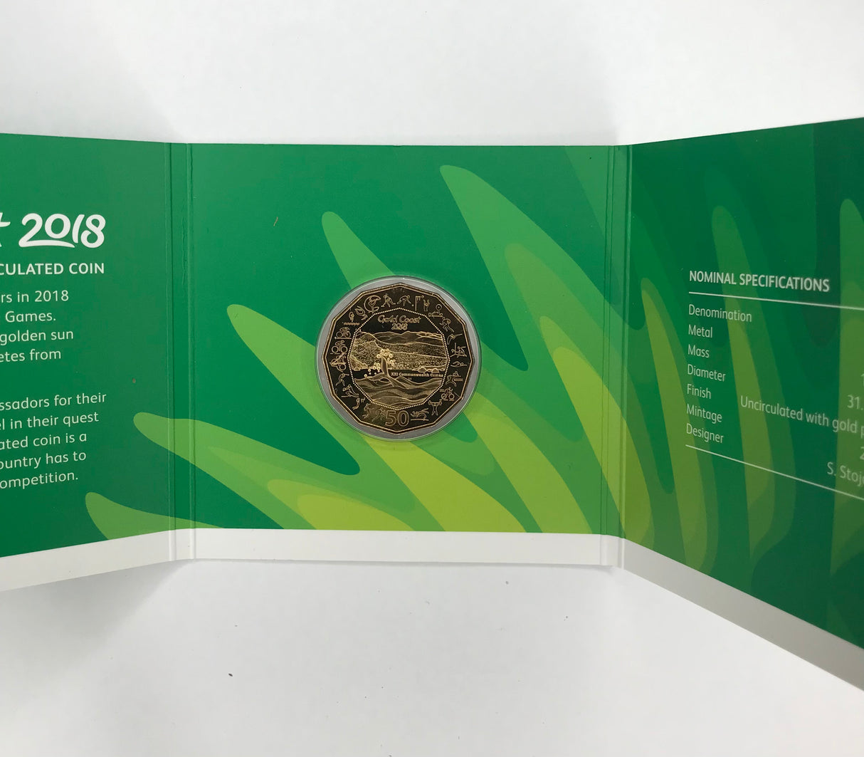 2018 50c Gold Plated Uncirculated Coin. Gold Coast Commonwealth Games