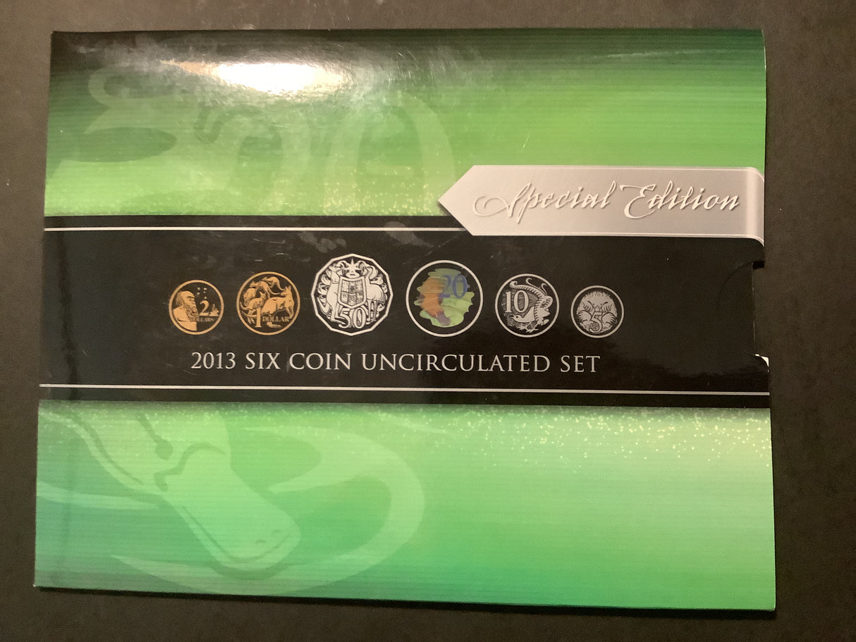 2013 Six Coin Uncirculated Set. Special Hyper Metallic Coloured 20c Coin.