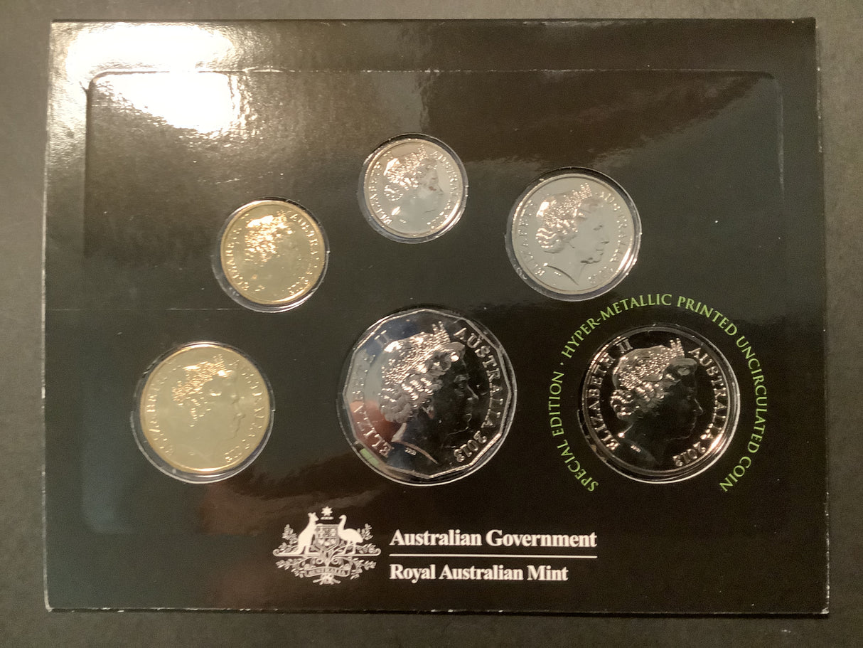 2013 Six Coin Uncirculated Set. Special Hyper Metallic Coloured 20c Coin.