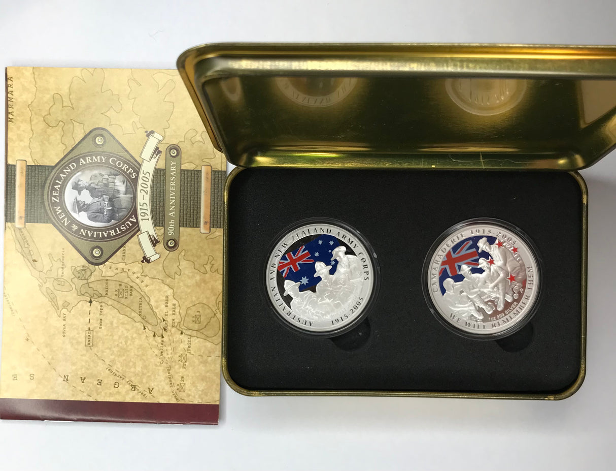 2005 90th Anniversary of ANZACs. Two Coin Proof Set.