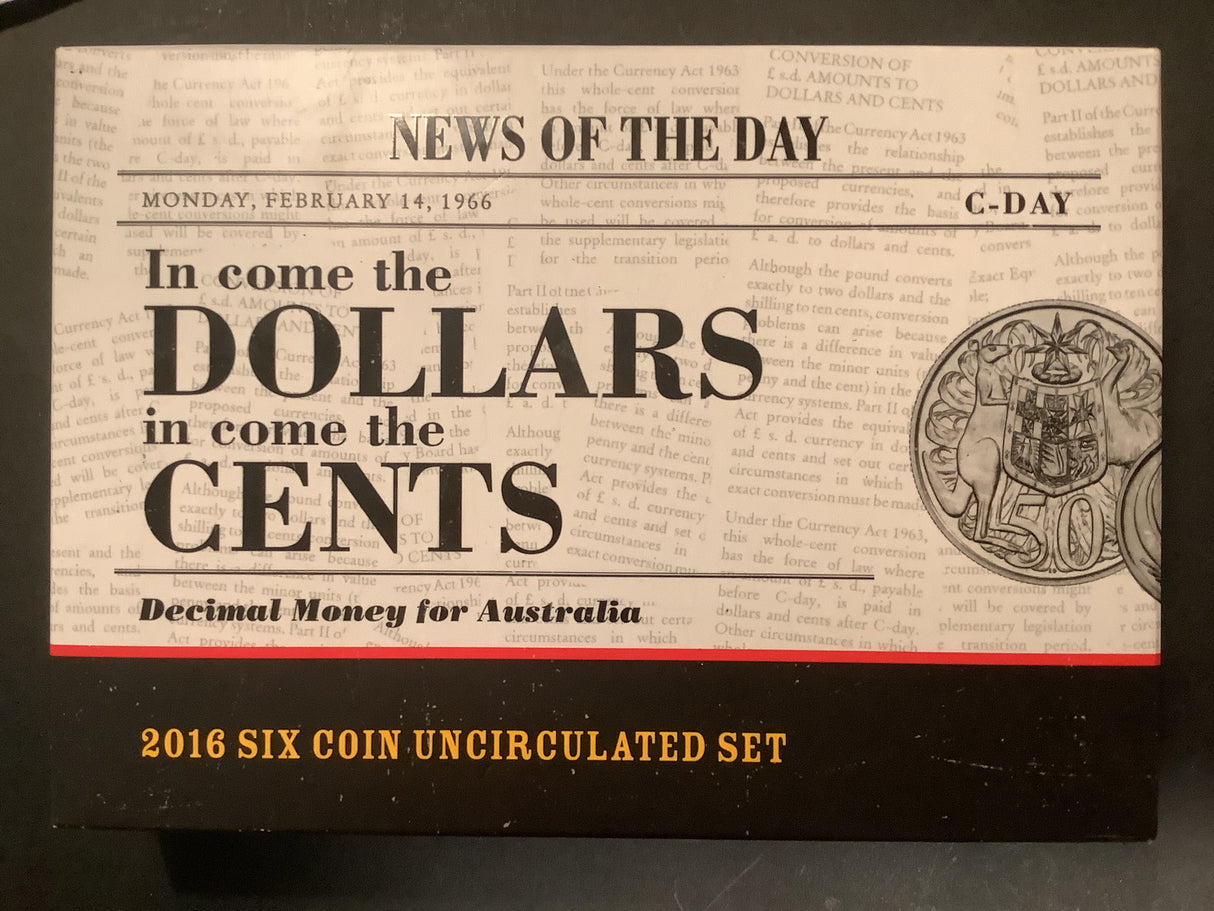 2016 In Comes The Dollars In Comes the Cents uncirculated six coin set.