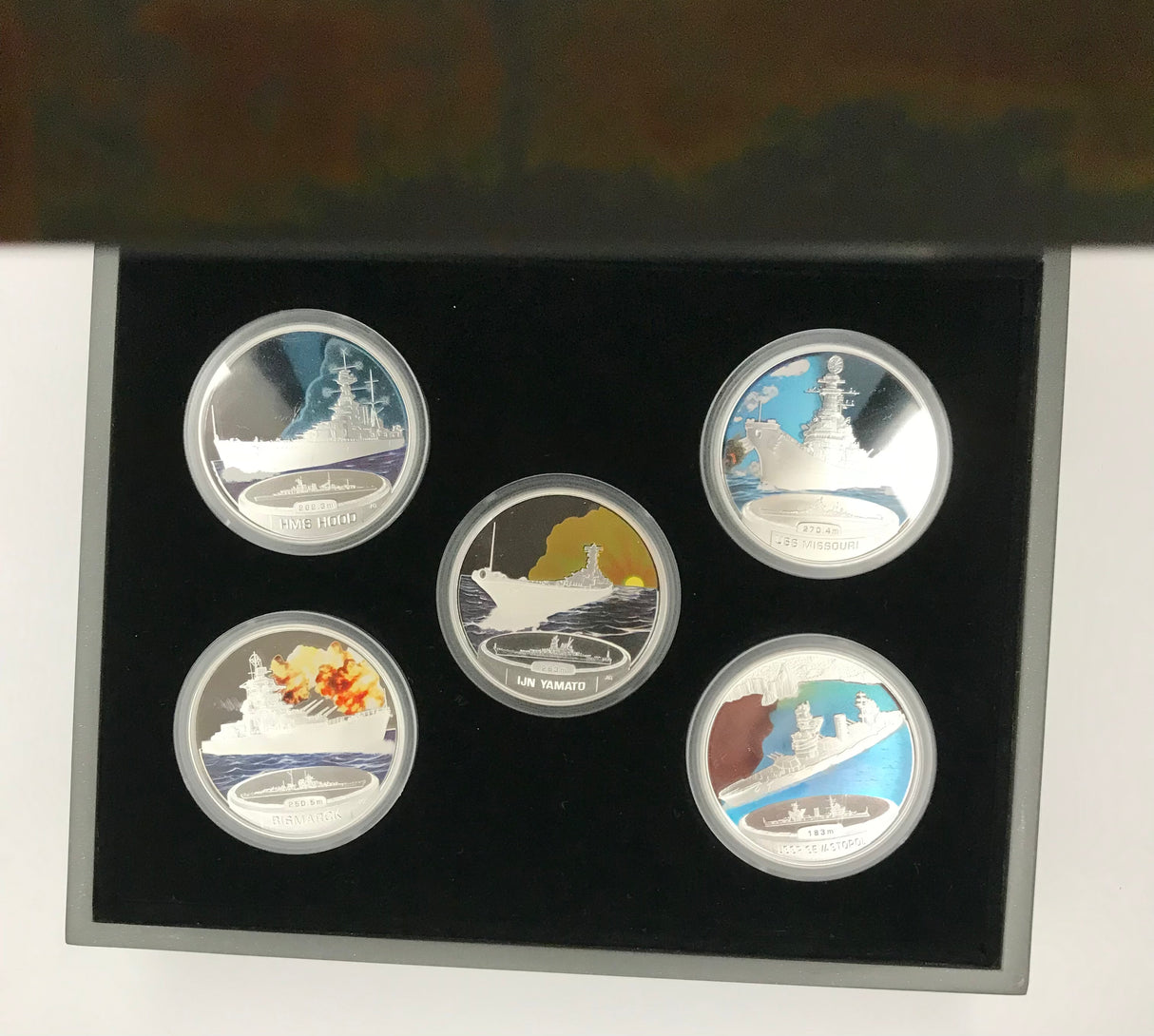2007 Five Coin Silver Proof Set. Fighting Ships of WW2.