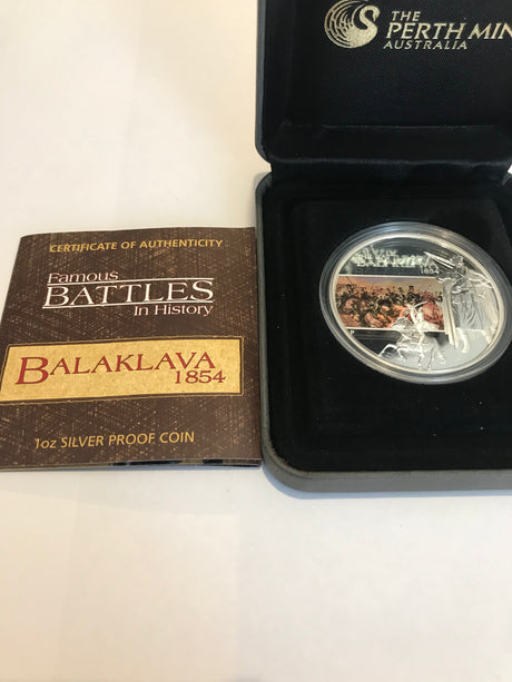 2009 $1 Famous Battles in History. Balaklava. 1 Ounce Silver Proof Coin