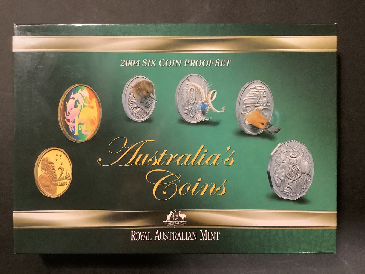 2004 6 Coin Proof Set. Featuring Special Holographic $1 Coin.