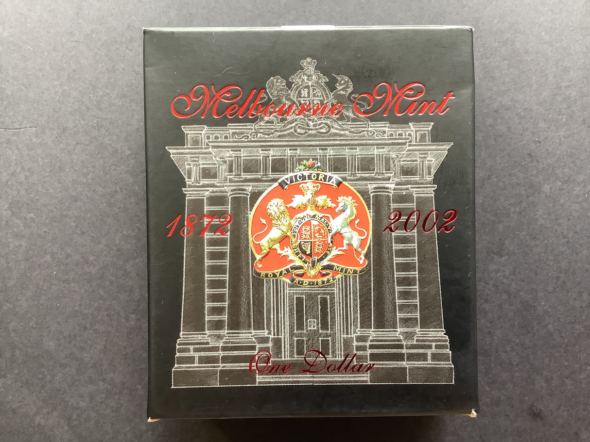 2002 $1 Fine Silver Proof. Melbourne Mint 1872-2002.