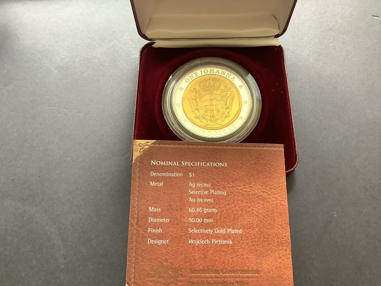 2007 $1 Selectively Gold Plated Silver Subscription Coin. 1732 One Johanna.