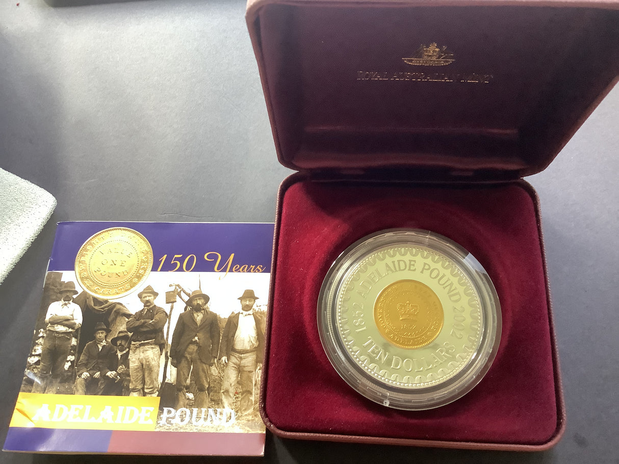 2002 $10 Silver Proof Coin. 150th Anniversary of the Adelaide Pound.