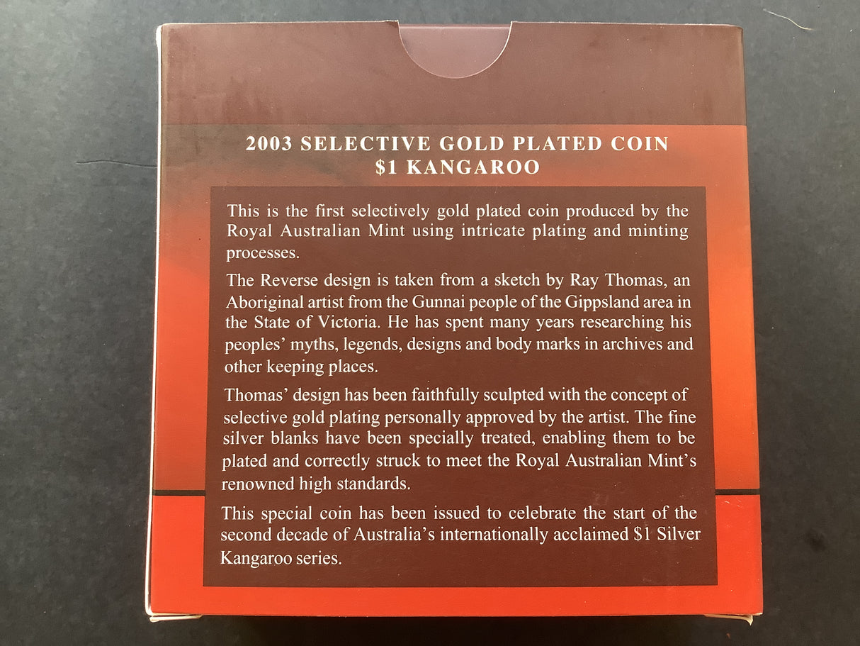 2003 $1 Kangaroo. Australia’s First Selective Gold Plated Coin.